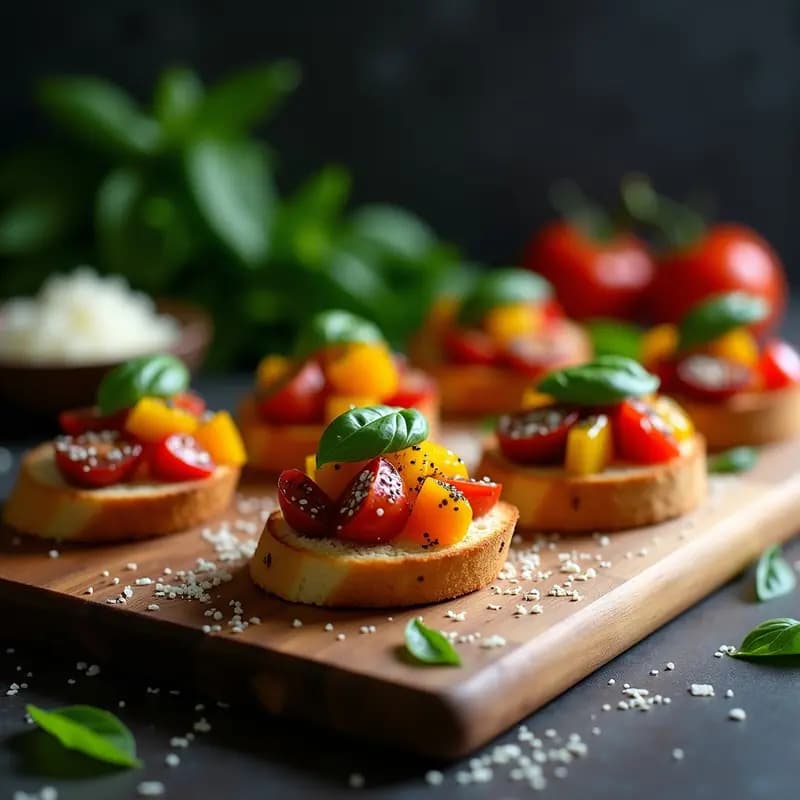 Bruschettas de Tomate Heirloom y Albahaca Fresca: Aperitivo Italiano Keto