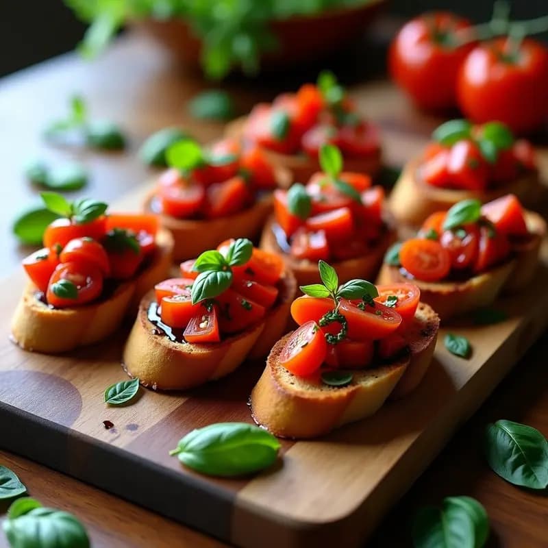 Bruschettas de Tomate y Albahaca con Vinagre Balsámico: Receta Italiana para Entrantes Rápidos