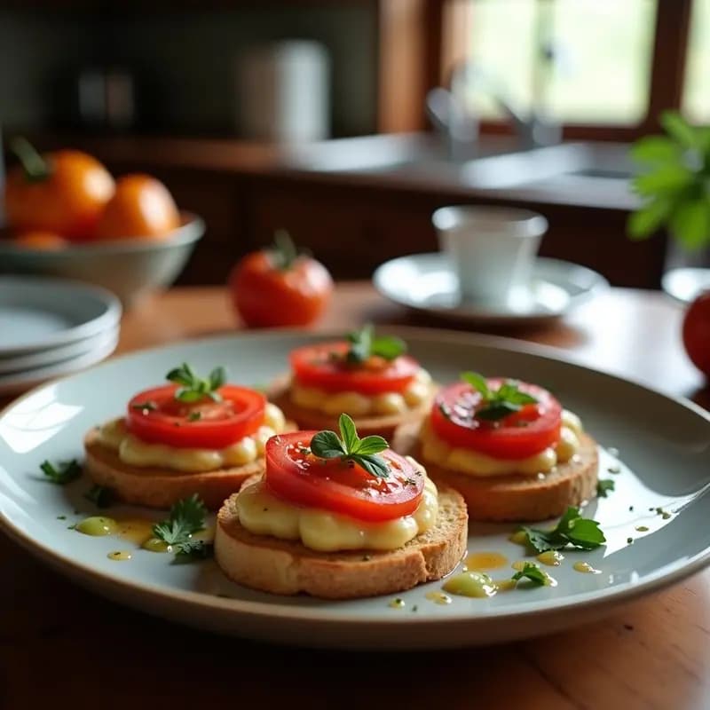 Bruschettas de Tomate y Albahaca con Vinagreta de Albahaca: Entrante Italiano Clásico y Rápido