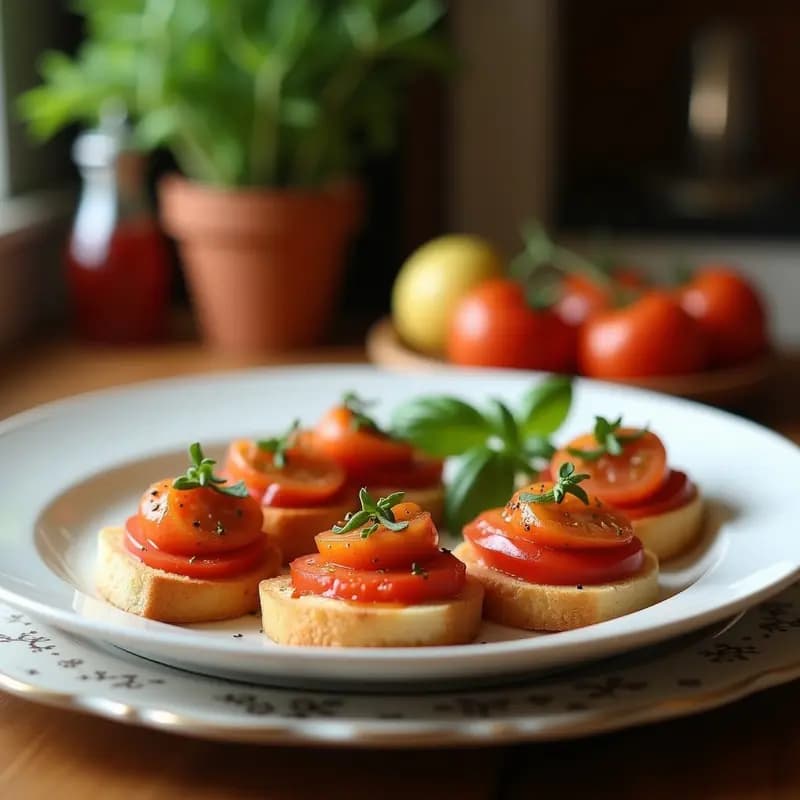 Bruschettas de Tomate Confitado y Albahaca: Entrante Italiano Sin Horno y Baja en Calorías