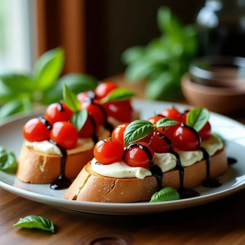 Bruschettas de Tomate Confitado y Burrata Vegana: Entrante Italiano de Lujo Sin Lácteos
