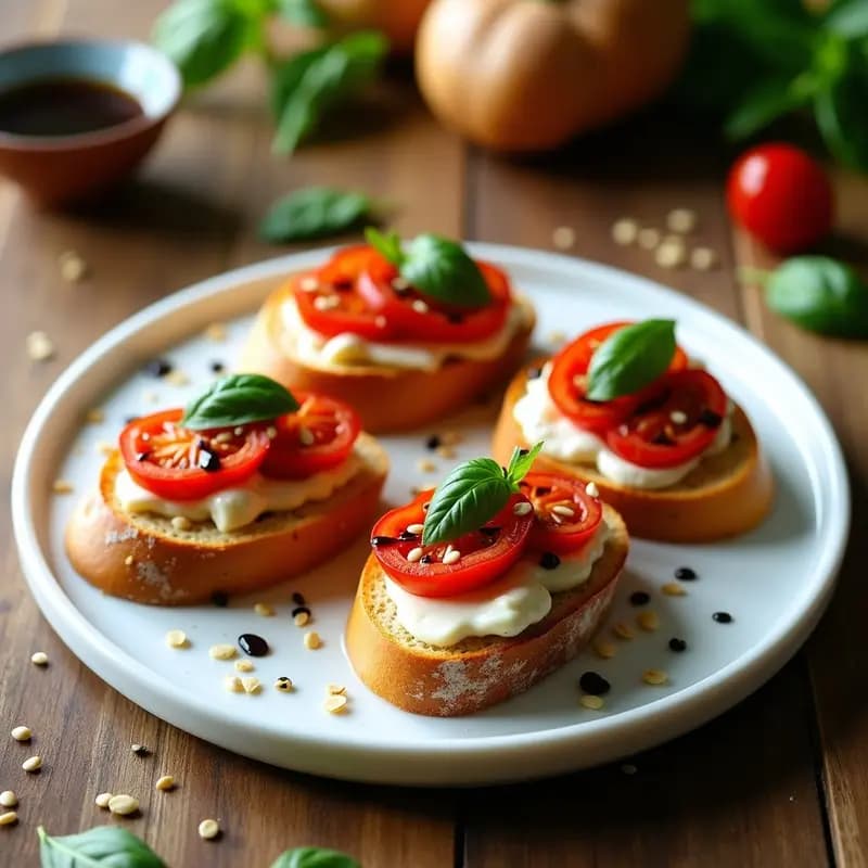 Bruschettas Italianas con Tomate Confitado y Queso de Almendras: Entrante Sin Gluten en 10 Minutos