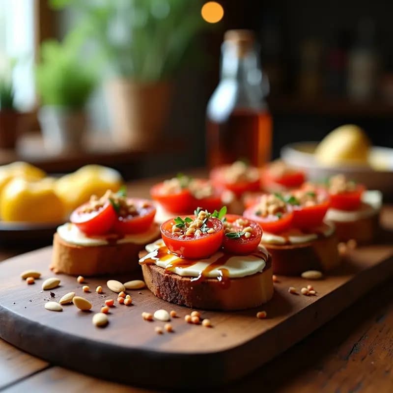 Bruschettas de Tomate Confitado y Queso Brie: Aperitivo Francés en Airfryer con Toque Gourmet
