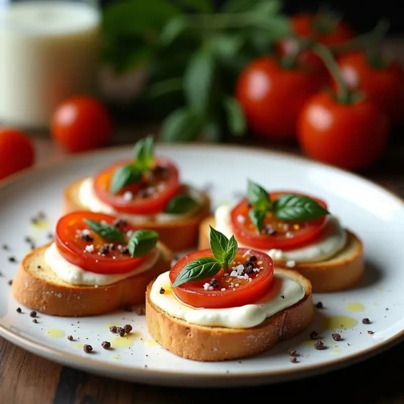 Bruschettas de Tomate Confitado y Queso Buratta: Entrante Italiano Gourmet en 10 Minutos