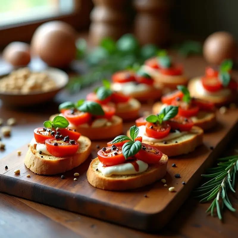 Bruschettas de Tomate Confitado y Queso Burrata: Receta Italiana Elegante para Fiestas