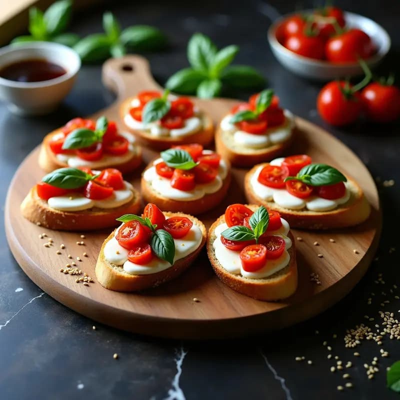 Bruschettas de Tomate Seco y Burrata con Albahaca Fresca: Entrante Italiano en 10 Minutos