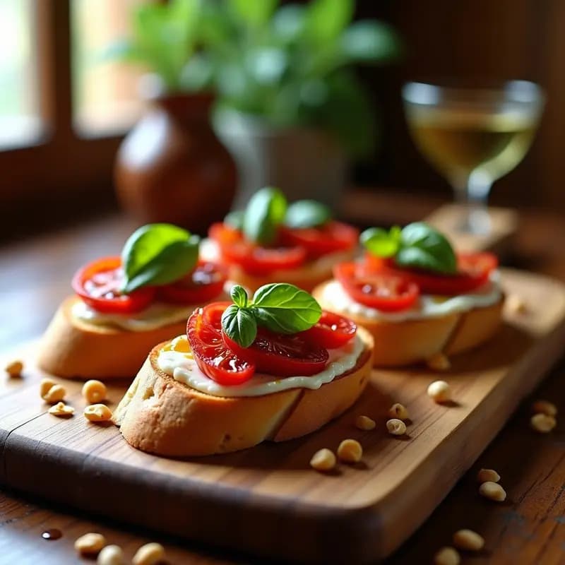 Bruschettas de Tomate Seco y Queso de Burata: Aperitivo Italiano Gourmet en 15 Minutos