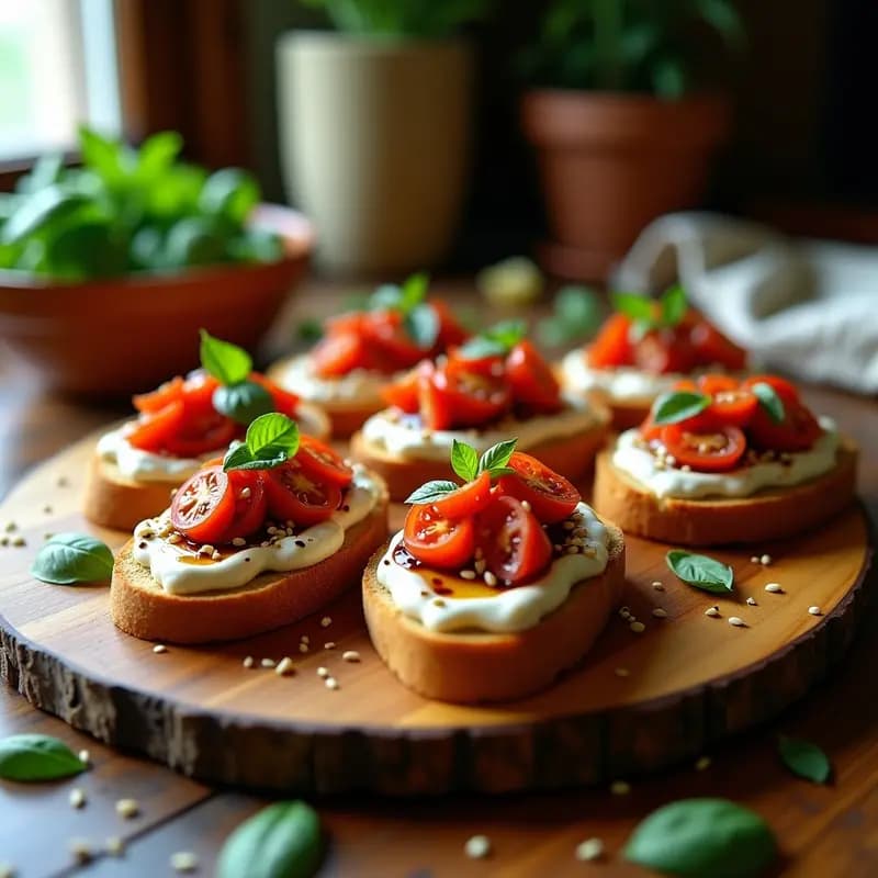 Bruschettas de Tomate Seco y Ricotta de Almendras: Receta Italiana Vegana y Crujiente