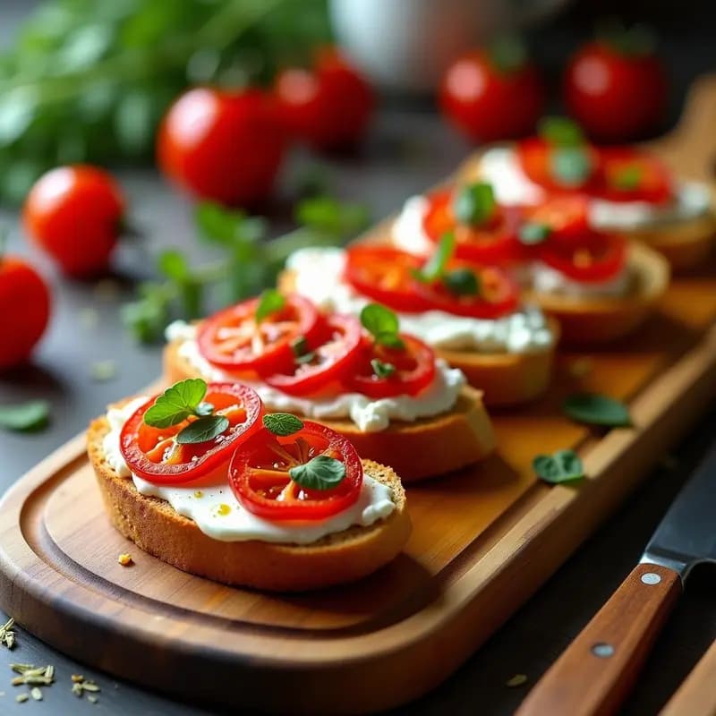 Bruschettas de Tomate Seco y Ricotta de Anacardos: Aperitivo Italiano Vegano en 10 Minutos