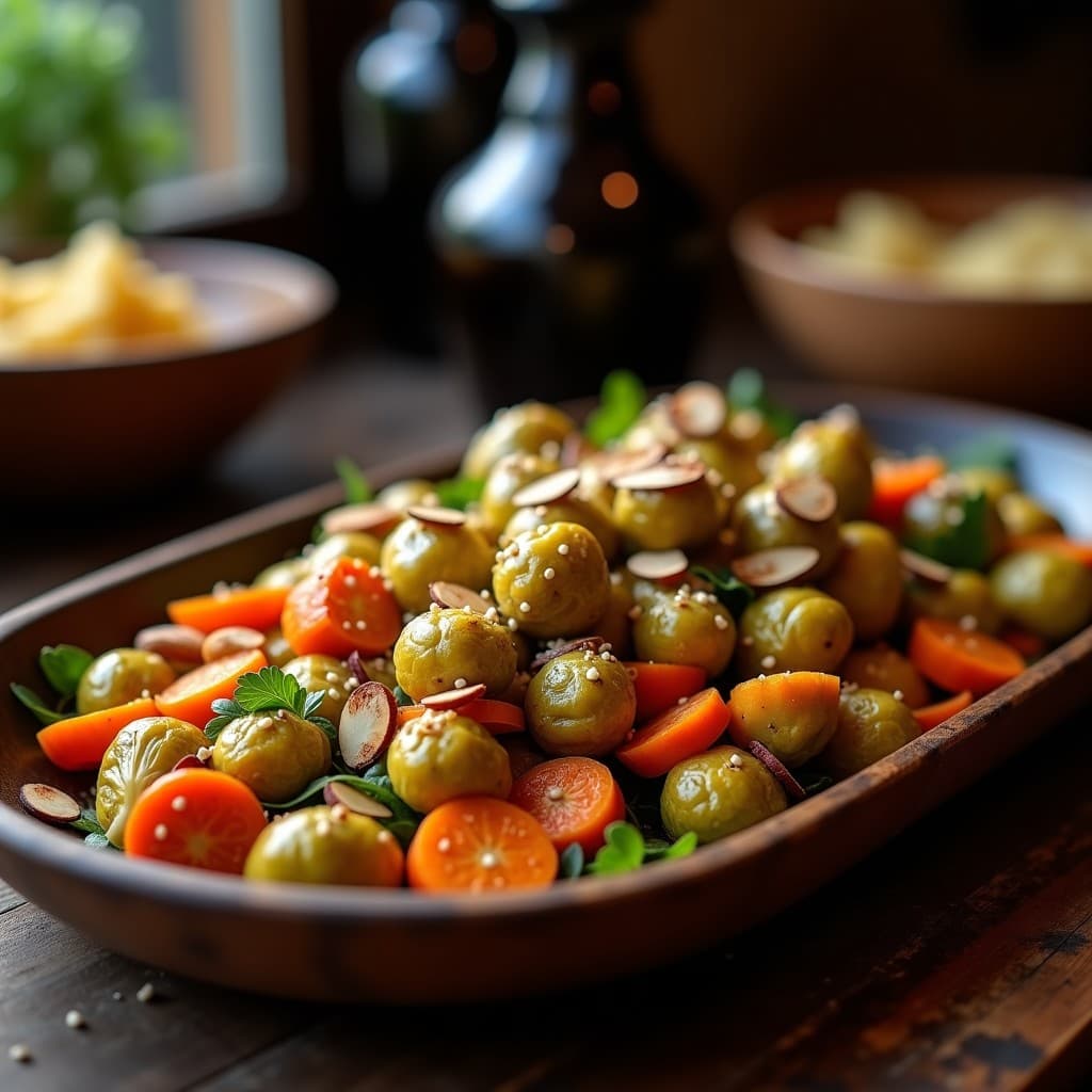 Brotas de Bruselas Asadas con Vinagreta de Mostaza y Miel: Aperitivo Crujiente y Sin Gluten