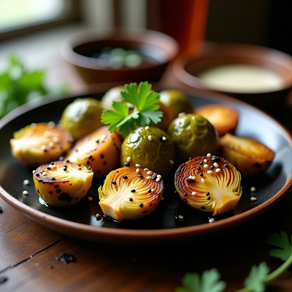 Brotas de Bruselas al Miso y Sésamo: Entrante Japonés Vegano en Airfryer