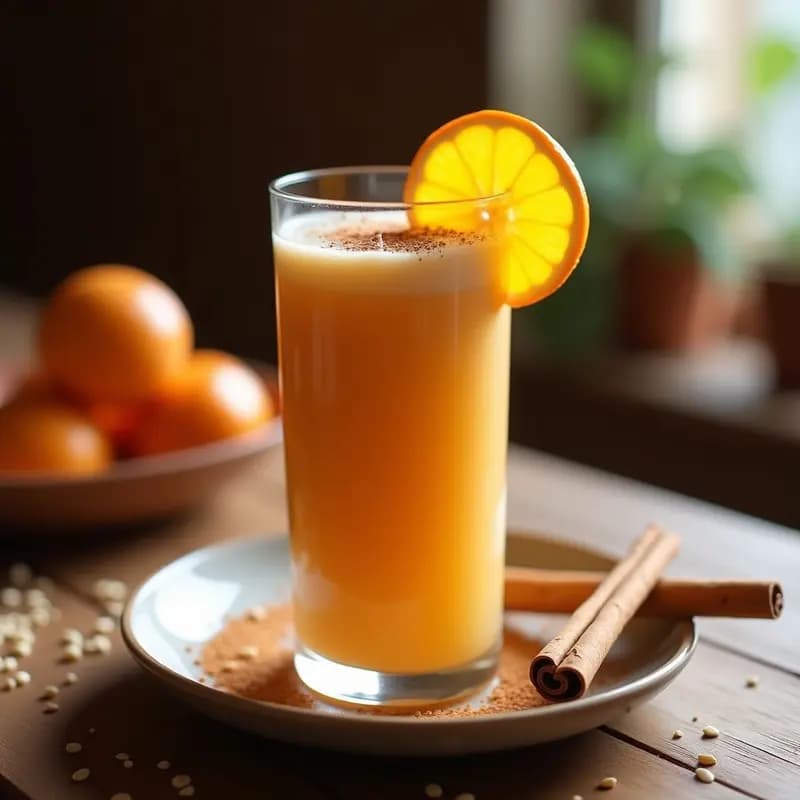 Bskihwin Marroquí con Zumo de Naranja y Canela: Batido Energético Tradicional Sin Lácteos