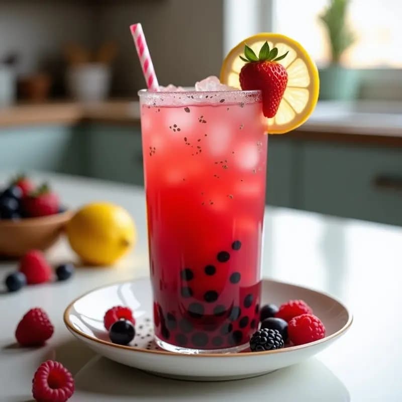 Bubble Tea de Frutos Rojos y Tapioca: Bebida Taiwonesa Sin Azúcar y Energizante