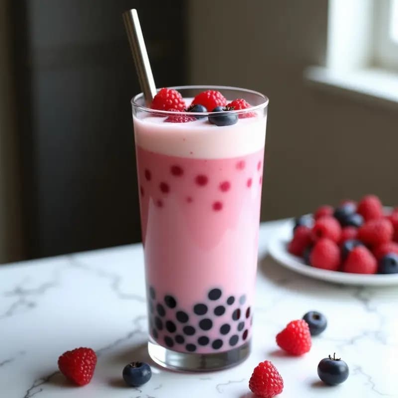 Bubble Tea de Frutos Rojos y Yogur Griego: Bebida Taiwana con Toque Proteinado