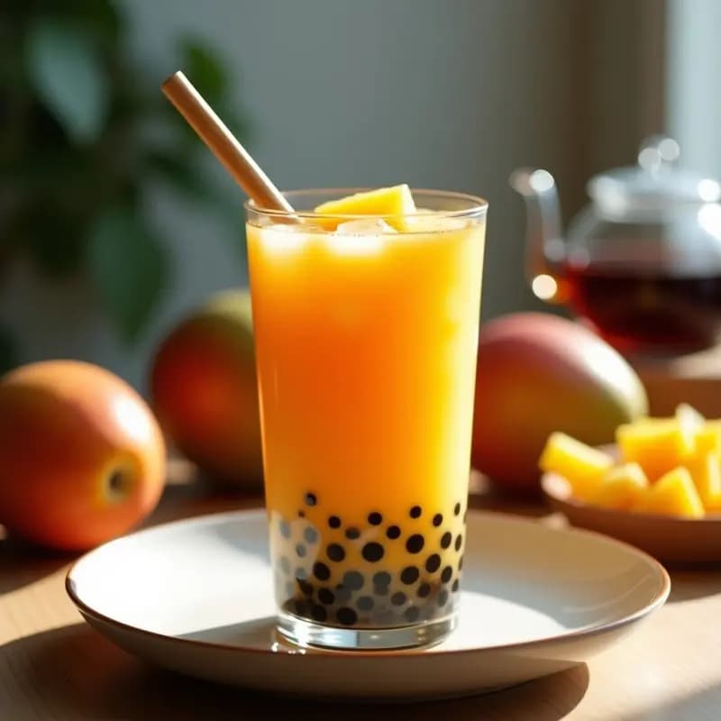 Bubble Tea de Mango y Chía: Bebida Taiwanea Vegana y Sin Azúcar