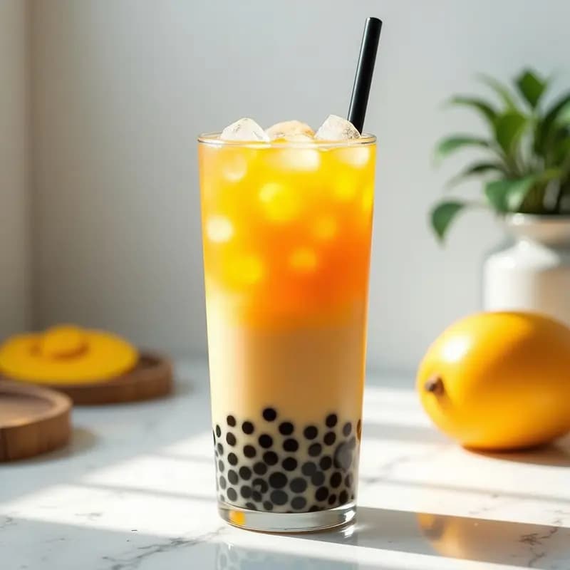 Bubble Tea de Mango y Tapioca con Chía: Bebida Taiwanesa Sin Lactosa y Detox