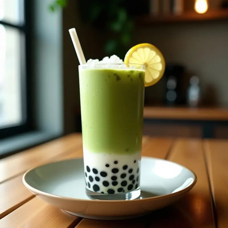 Bubble Tea de Matcha y Leche de Almendras: Bebida Taiwanesá Refrescante y Energética