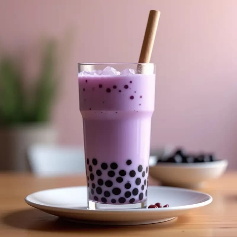 Bubble Tea de Taro y Leche de Avena: Bebida Taiwanesa Vegana y Cremosa