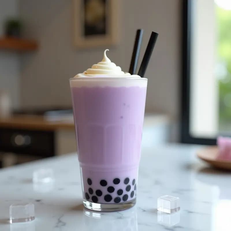 Bubble Tea de Taro y Lechita Condensada: Bebida Taiwanesa Crema y Sin Cafeína