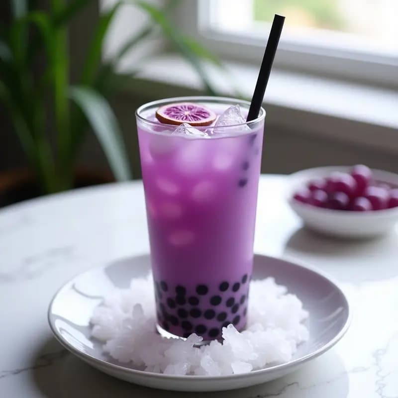 Bubble Tea de Taro y Pearl de Sábila: Bebida Taiwanesa Sin Azúcar y Refrescante