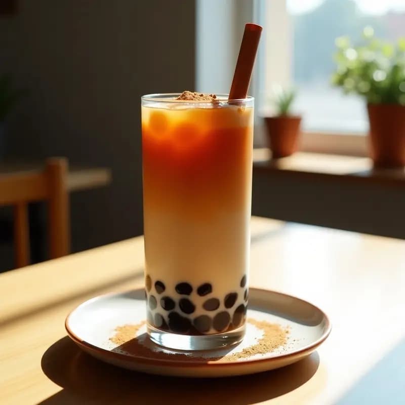 Bubble Tea de Té Negro y Leche de Avena con Bobas de Chía: Bebida Taiwano-Estilo Vegana