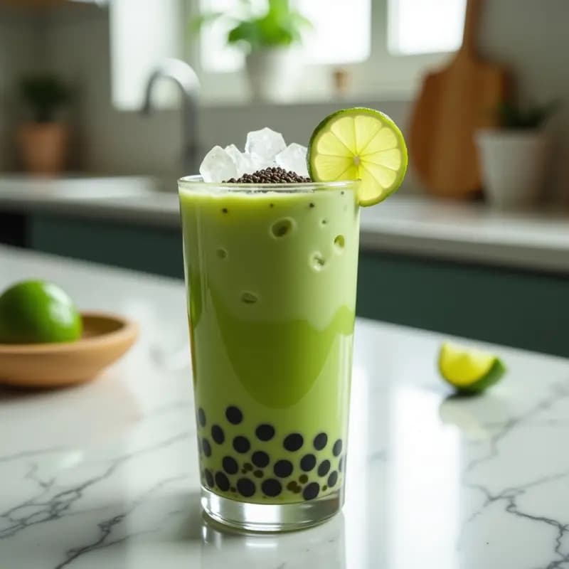 Bubble Tea de Té Verde y Chía: Bebida Taiwanesas Sin Azúcar y Rica en Fibra