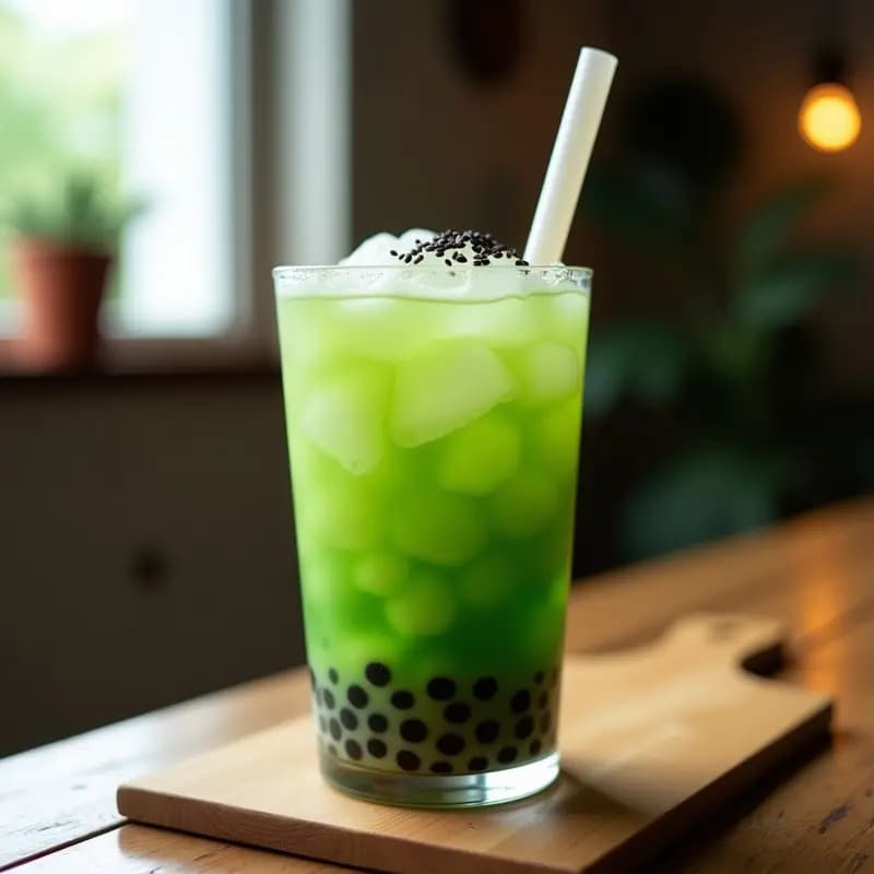 Bubble Tea de Té Verde y Bolitas de Chía: Bebida Taiwonesa Detox y Energética