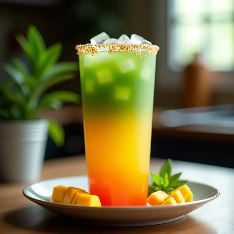 Bubble Tea de Té Verde y Mango: Bebida Taiwonesa Sin Azúcar y Refrescante