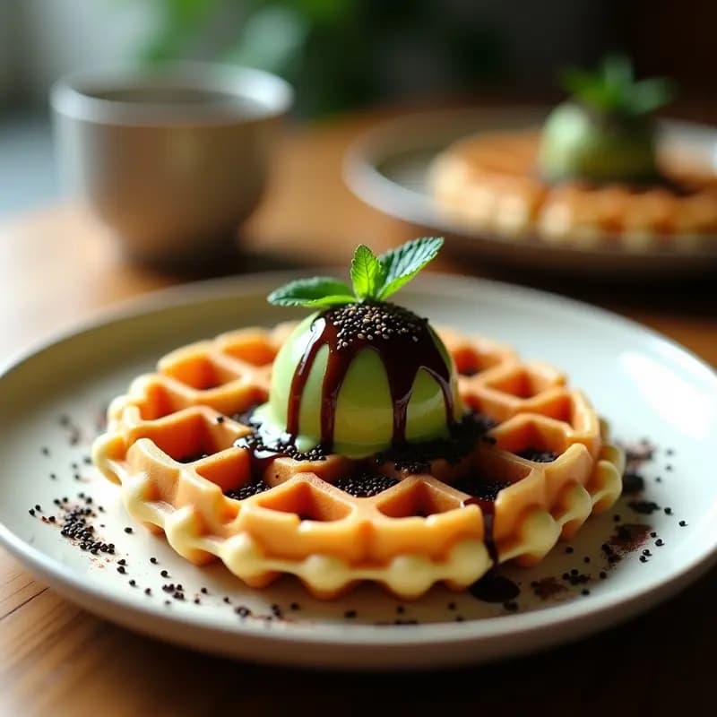 Bubble Waffle con Helado de Té Verde y Salsa de Café: Desayuno Hongkonés Viral en 10 Minutos