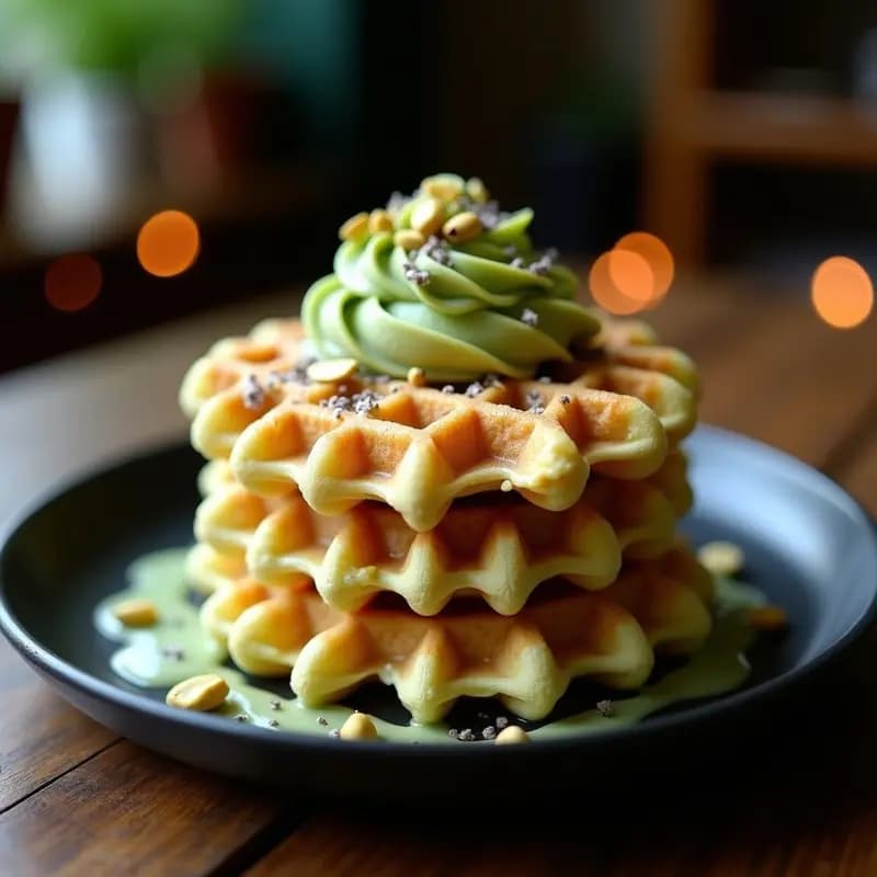 Bubble Waffles de Matcha y Chocolate Blanco: Postre Hong Konés Vegano y Sin Azúcar