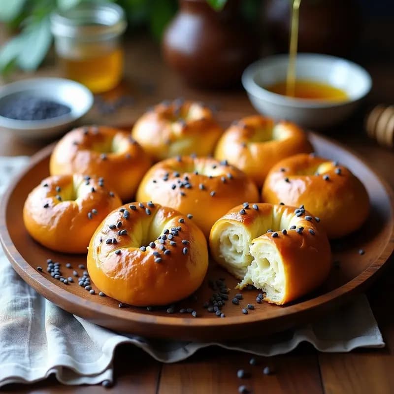 Bubliki con Semillas de Amapola y Miel: Pan Ruso Tradicional Sin Lactosa