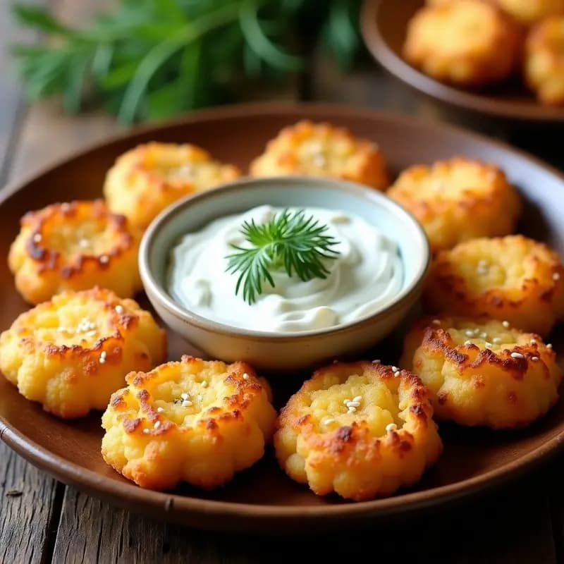 Bublinas de Coliflor con Dip de Yogur y Hierbas: Aperitivo Ucraniano Keto en Airfryer