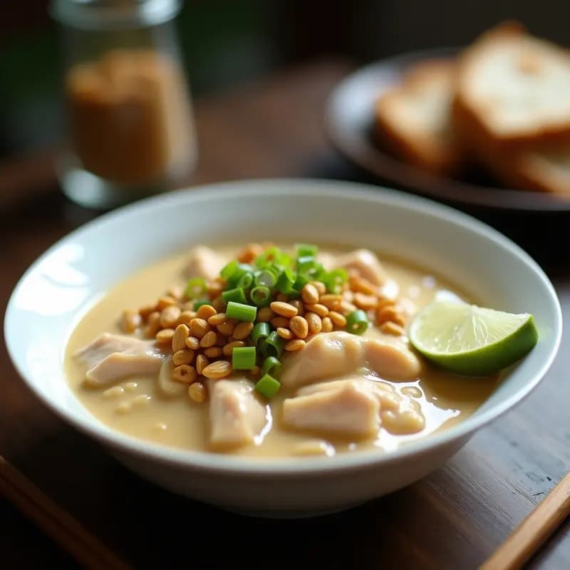 Bubur Ayam Indonecio: Gachas de Arroz con Pollo y Especias en Olla Rápida