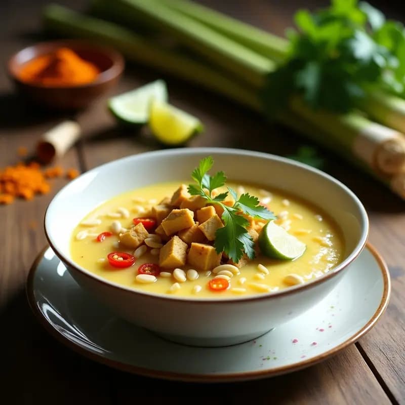 Bubur Ayam Vegano con Tofu y Cacahuetes: Gachas Indonecias Reconfortantes