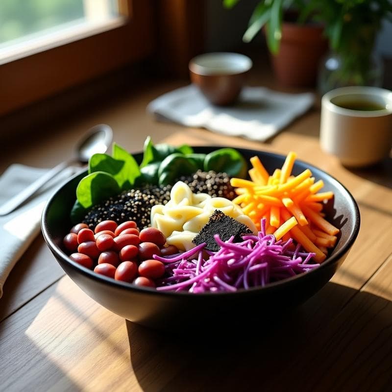 Buddha Bowl de Frijoles Adzuki y Vegetales Fermentados: Receta Japonesa Vegana y Probiótica
