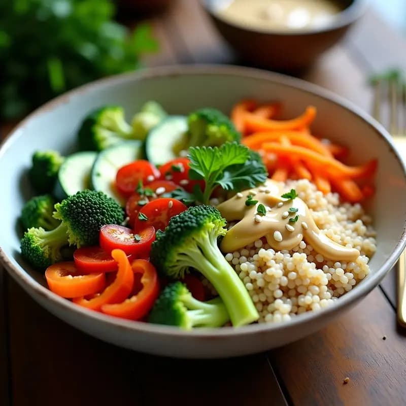 Buddha Bowl de Amaranto y Vegetales al Vapor con Salsa de Tahini y Limón: Receta Libanes Keto