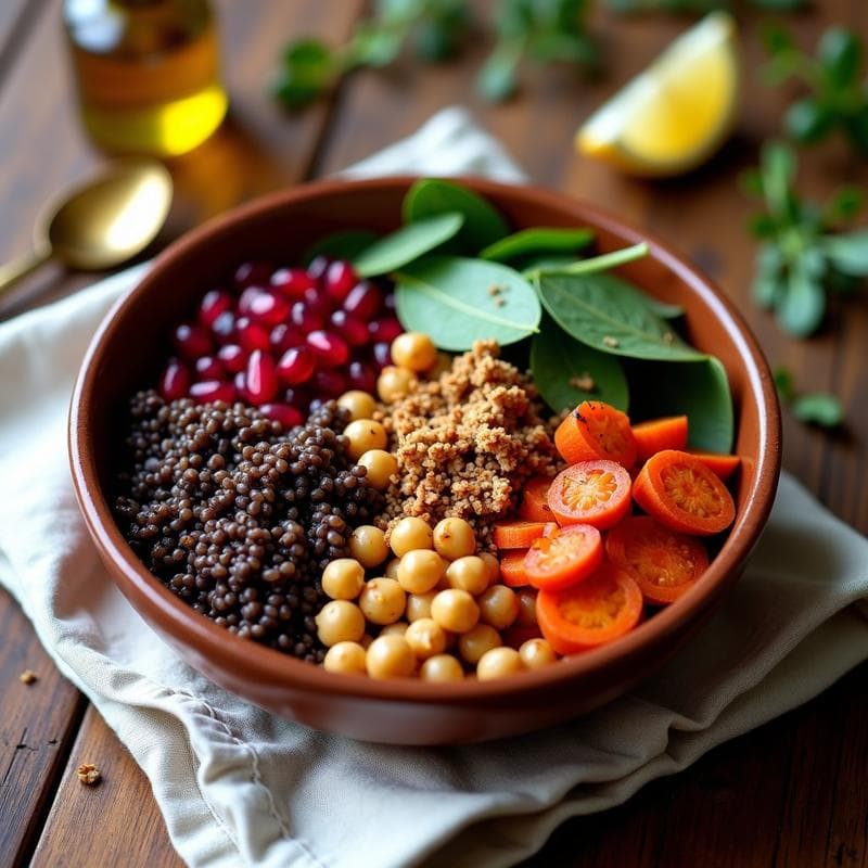 Buddha Bowl de Arroz Salvaje, Garbanzos y Aceite de Argán: Receta Marroquí Vegana y Alta en Proteínas