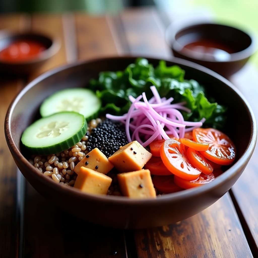Buddha Bowl de Arroz Salvaje y Tempeh con Salsa de Ciruelas Umeboshi: Receta Japonesa Keto
