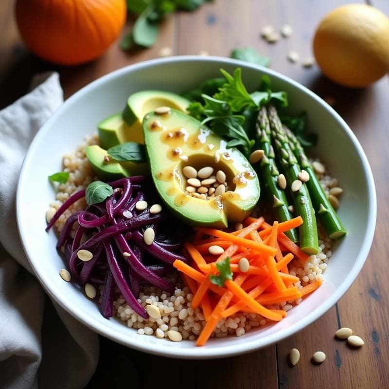 Buddha Bowl de Arroz Silvestre, Espárragos y Semillas de Calabaza: Receta Vegana y Alta en Fibra