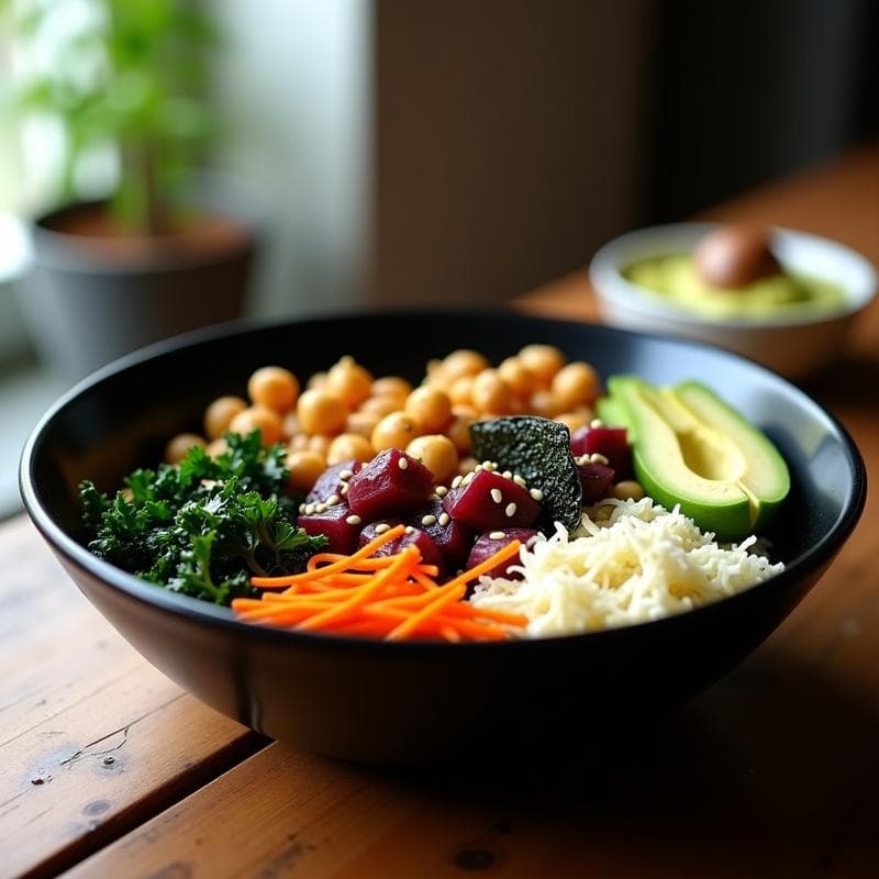 Buddha Bowl de Batata Morada y Garbanzos Cruzados: Receta Vegana y Rápida en Airfryer
