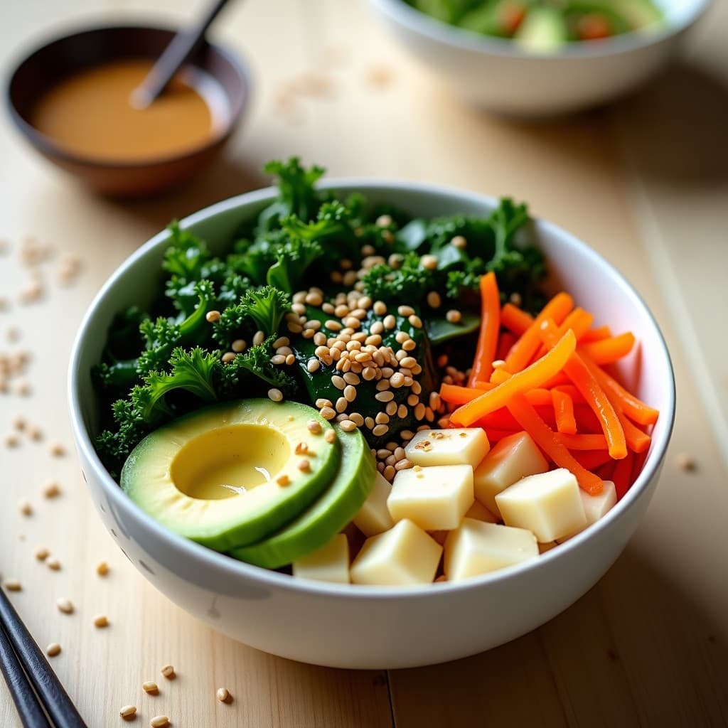 Buddha Bowl de Col Rizada, Edamame y Aderezo de Miso: Receta Japonesa Detox en 15 Minutos