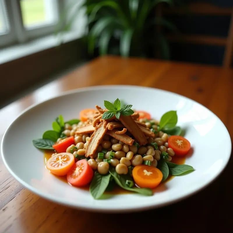 Buddha Bowl de Cúscus de Coliflor con Satay de Tempeh: Receta Indiana Alta en Proteína