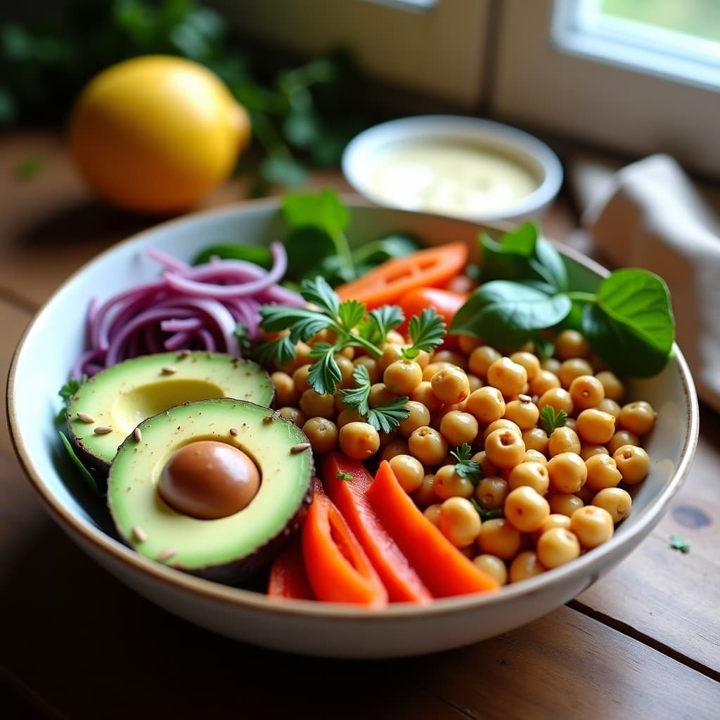 Buddha Bowl de Garbanzos Crujientes y Aguacate: Receta Vegana y Alta en Fibra