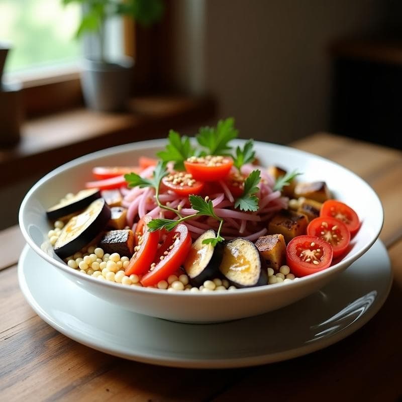 Buddha Bowl de Mijo y Berenjena Asada con Aderezo de Tahini: Receta Middle Eastern Vegana