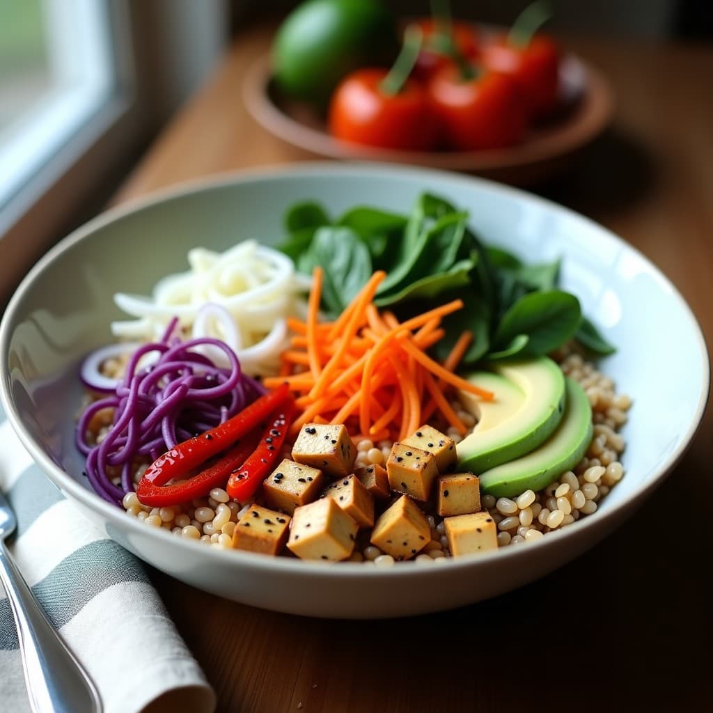 Buddha Bowl de Mijo y Tempeh: Receta Vegana con Aderezo de Misoy Tártaro
