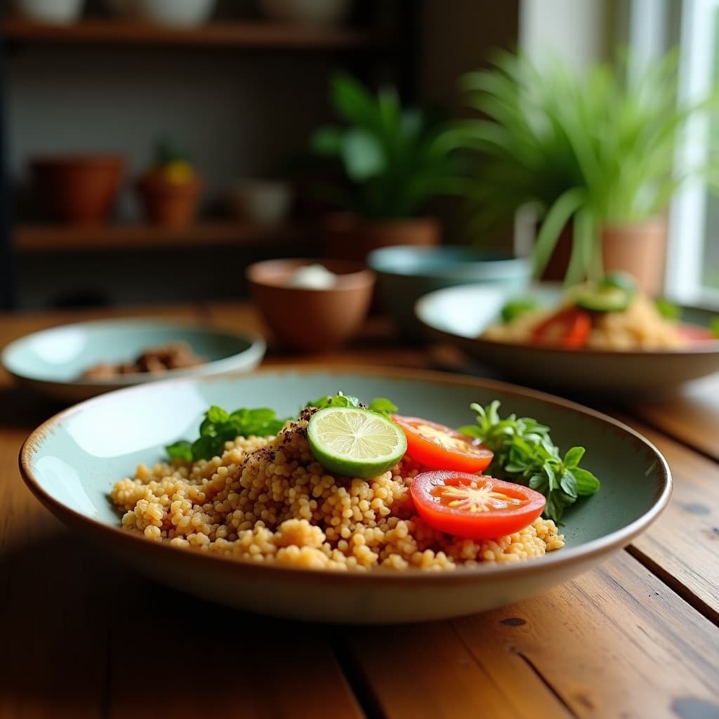 Buddha Bowl de Quinoa Roja Arroz Salvaje y Verduras Asadas: Receta Vegana y Alta en Fibra