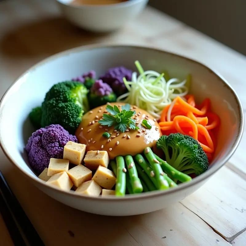 Buddha Bowl Tailandes con Cacahuete y Vegetales al Vapor: Receta Vegana y Crudivegana