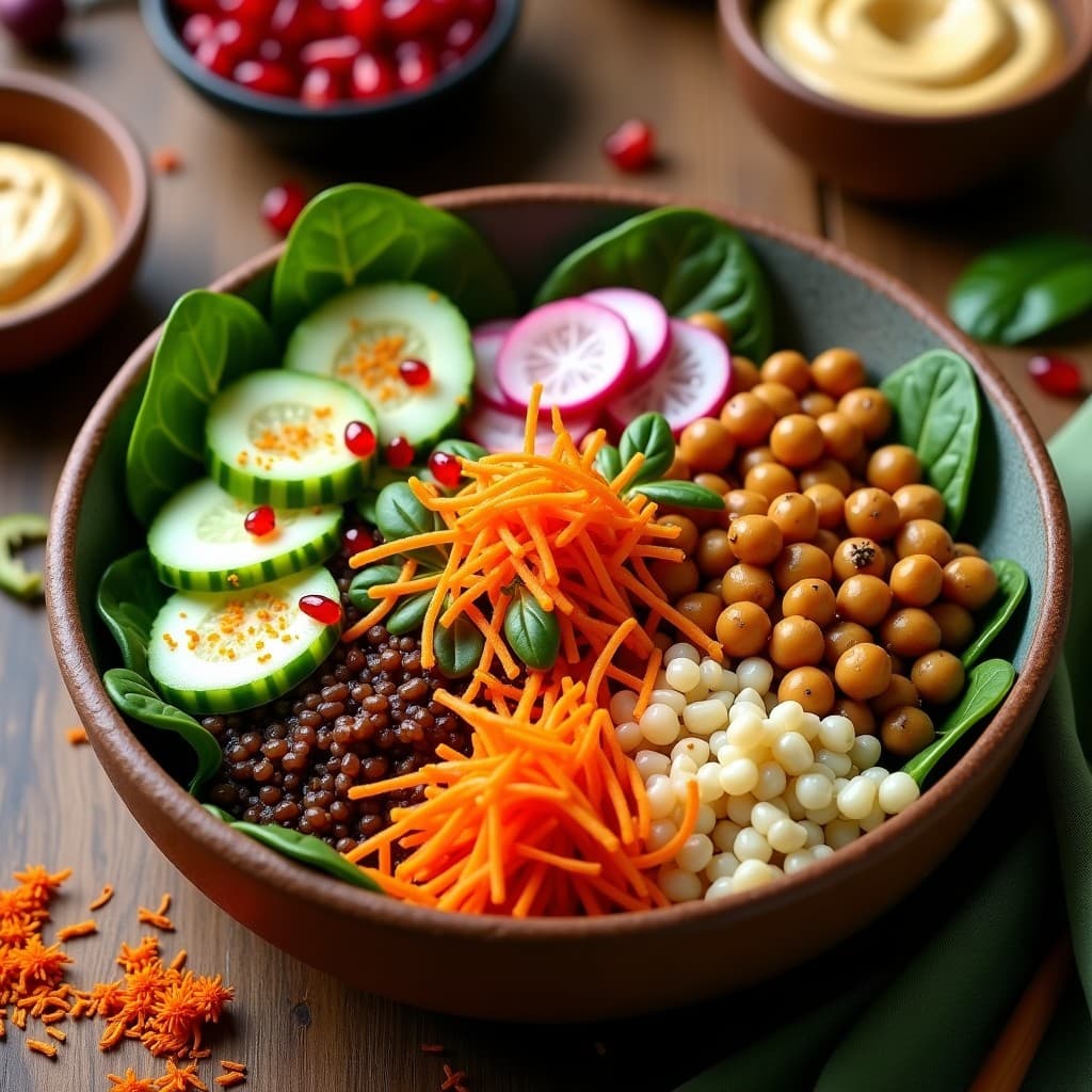 Buddha Bowl de Teff y Garbanzos Crujientes: Receta Etiopí en Airfryer con Tahini de Azafrán