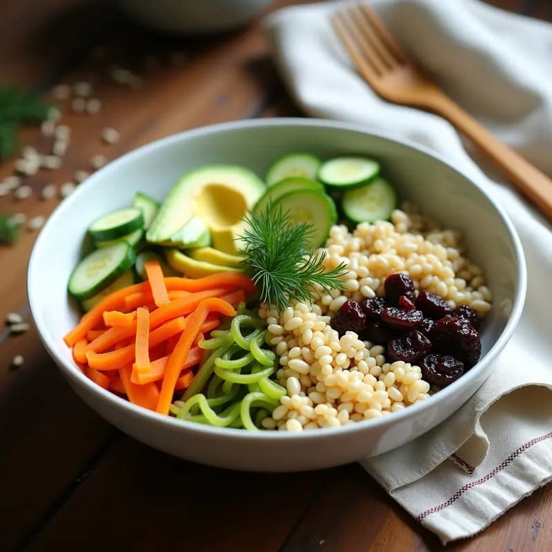 Buddha Bowl de Trigo Sarraceno y Calabacín Espiralizado: Receta Rusa Sin Cocción y Crudivegana