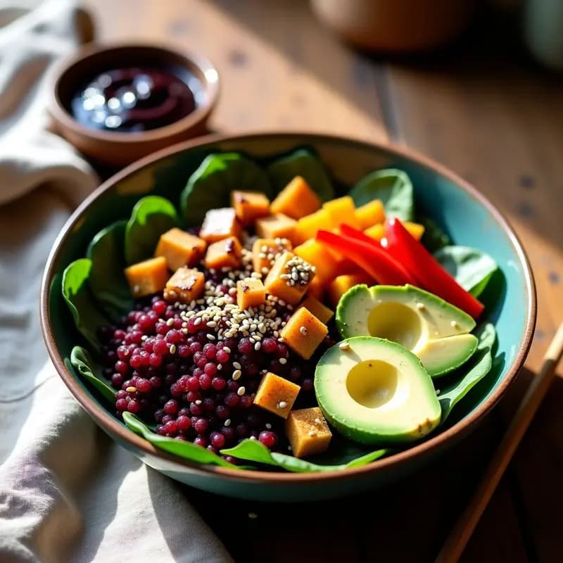 Buddha Bowl de Trigo Sarraceno con Remolacha Asada y Alioli de Ajo Negro: Receta Europea Keto
